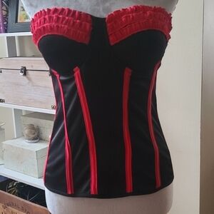 Skweez Red Black Corset. Vintage look and feel. Large/XLarge. EUC.